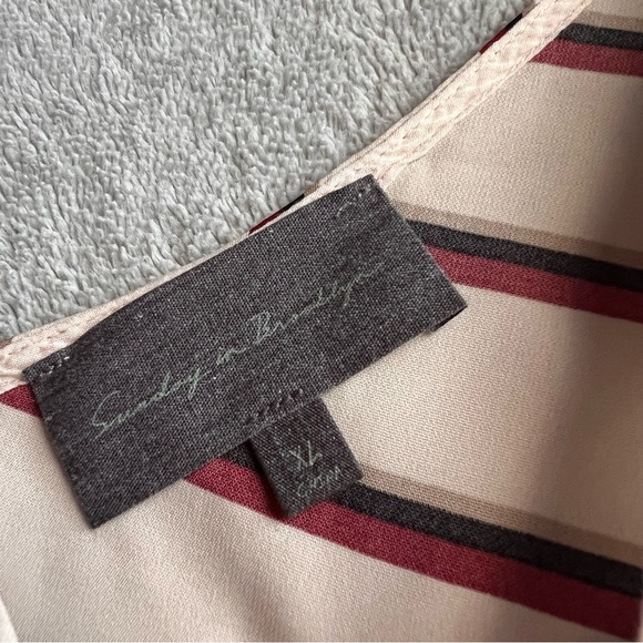 Anthropologie Sunday in Brooklyn Mix Stripe Sleeveless Blouse Top White Red XL - Picture 3 of 12